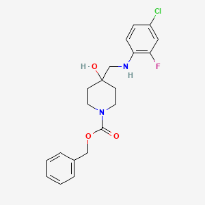 molecular formula C20H22ClFN2O3 B1527129 Benzyl 4-{[(4-chloro-2-fluorophenyl)amino]methyl}-4-hydroxypiperidine-1-carboxylate CAS No. 1330583-65-7