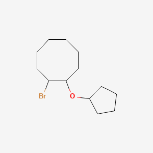 molecular formula C13H23BrO B15271770 1-Bromo-2-(cyclopentyloxy)cyclooctane 