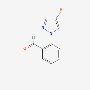 molecular formula C11H9BrN2O B15271854 2-(4-Bromo-1H-pyrazol-1-yl)-5-methylbenzaldehyde 