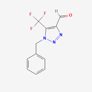 molecular formula C11H8F3N3O B15271887 1-Benzyl-5-(trifluoromethyl)-1H-1,2,3-triazole-4-carbaldehyde 