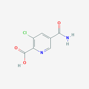 molecular formula C7H5ClN2O3 B1527189 5-Carbamoyl-3-chloropyridine-2-carboxylic acid CAS No. 1200497-79-5
