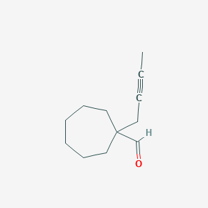 molecular formula C12H18O B15271906 1-(But-2-yn-1-yl)cycloheptane-1-carbaldehyde 