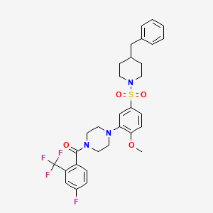 (4-(5-((4-Benzylpiperidin-1-yl)sulfonyl)-2-methoxyphenyl)piperazin-1-yl)(4-fluoro-2-(trifluoromethyl)phenyl)methanone