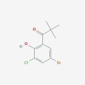 molecular formula C11H12BrClO2 B15271981 1-(5-Bromo-3-chloro-2-hydroxyphenyl)-2,2-dimethylpropan-1-one 