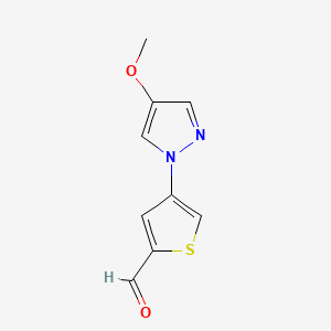 molecular formula C9H8N2O2S B15272144 4-(4-Methoxy-1H-pyrazol-1-yl)thiophene-2-carbaldehyde 