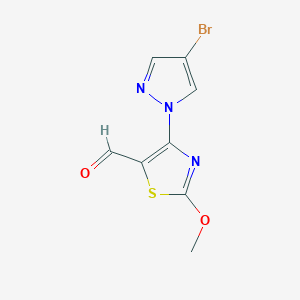 molecular formula C8H6BrN3O2S B15272212 4-(4-Bromo-1H-pyrazol-1-yl)-2-methoxy-1,3-thiazole-5-carbaldehyde 