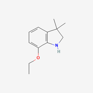 molecular formula C12H17NO B15272227 7-Ethoxy-3,3-dimethyl-2,3-dihydro-1H-indole 