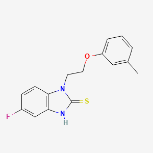molecular formula C16H15FN2OS B1527226 5-fluoro-1-[2-(3-methylphenoxy)ethyl]-1H-1,3-benzodiazole-2-thiol CAS No. 1291543-43-5
