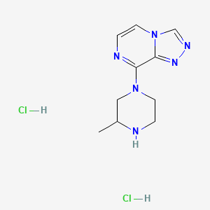 molecular formula C10H16Cl2N6 B15272280 3-Methyl-1-{[1,2,4]triazolo[4,3-a]pyrazin-8-yl}piperazine dihydrochloride 