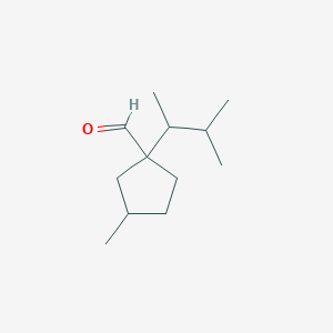 molecular formula C12H22O B15272322 3-Methyl-1-(3-methylbutan-2-yl)cyclopentane-1-carbaldehyde 