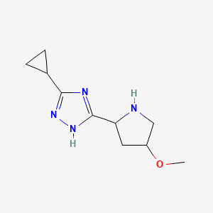 molecular formula C10H16N4O B15272347 5-cyclopropyl-3-(4-methoxypyrrolidin-2-yl)-1H-1,2,4-triazole 