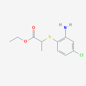 molecular formula C11H14ClNO2S B1527239 Ethyl 2-[(2-amino-4-chlorophenyl)sulfanyl]propanoate CAS No. 1250689-08-7