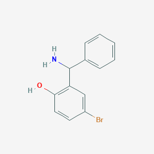 molecular formula C13H12BrNO B15272440 2-[Amino(phenyl)methyl]-4-bromophenol 