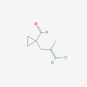 molecular formula C8H11ClO B15272524 1-(3-Chloro-2-methylprop-2-en-1-yl)cyclopropane-1-carbaldehyde 