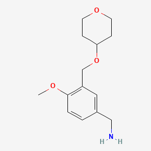 molecular formula C14H21NO3 B1527260 {4-Methoxy-3-[(oxan-4-yloxy)methyl]phenyl}methanamine CAS No. 1423032-13-6