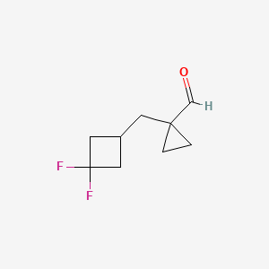 molecular formula C9H12F2O B15272612 1-[(3,3-Difluorocyclobutyl)methyl]cyclopropane-1-carbaldehyde 