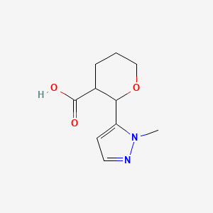 molecular formula C10H14N2O3 B15272615 2-(1-Methyl-1H-pyrazol-5-yl)oxane-3-carboxylic acid 