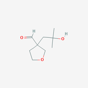 molecular formula C9H16O3 B15272712 3-(2-Hydroxy-2-methylpropyl)oxolane-3-carbaldehyde 