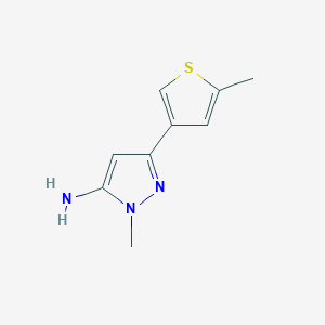 molecular formula C9H11N3S B15272752 1-Methyl-3-(5-methylthiophen-3-yl)-1H-pyrazol-5-amine 