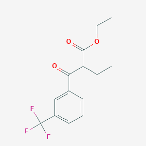 molecular formula C14H15F3O3 B1527277 Ethyl 2-[3-(trifluoromethyl)benzoyl]butanoate CAS No. 1304404-62-3
