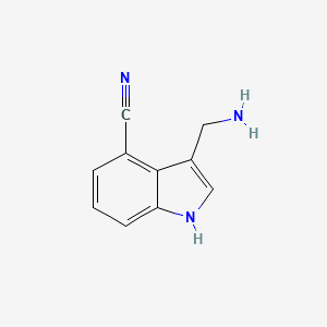 molecular formula C10H9N3 B15272781 3-(Aminomethyl)-1H-indole-4-carbonitrile CAS No. 153310-49-7