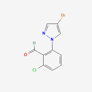 molecular formula C10H6BrClN2O B15272826 2-(4-Bromo-1H-pyrazol-1-YL)-6-chlorobenzaldehyde 