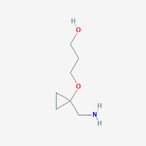 molecular formula C7H15NO2 B15272930 3-[1-(Aminomethyl)cyclopropoxy]propan-1-ol 