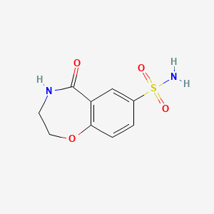 molecular formula C9H10N2O4S B15273187 5-Oxo-2,3,4,5-tetrahydro-1,4-benzoxazepine-7-sulfonamide 