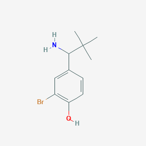 molecular formula C11H16BrNO B15273219 4-(1-Amino-2,2-dimethylpropyl)-2-bromophenol 