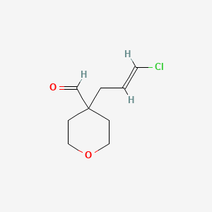 molecular formula C9H13ClO2 B15273269 4-(3-Chloroprop-2-en-1-yl)oxane-4-carbaldehyde 