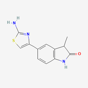 molecular formula C12H11N3OS B15273314 5-(2-amino-1,3-thiazol-4-yl)-3-methyl-1,3-dihydro-2H-indol-2-one 