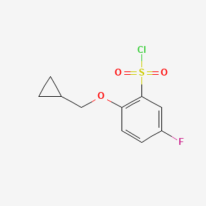 molecular formula C10H10ClFO3S B1527338 2-(Cyclopropylmethoxy)-5-fluorobenzene-1-sulfonyl chloride CAS No. 1249254-54-3