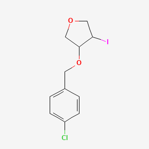 molecular formula C11H12ClIO2 B15273411 3-[(4-Chlorophenyl)methoxy]-4-iodooxolane 