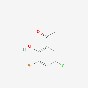 molecular formula C9H8BrClO2 B15273513 1-(3-Bromo-5-chloro-2-hydroxyphenyl)propan-1-one 