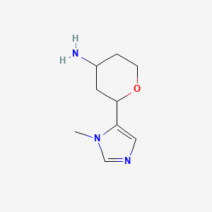 molecular formula C9H15N3O B15273517 2-(1-methyl-1H-imidazol-5-yl)oxan-4-amine 