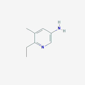 molecular formula C8H12N2 B15273543 5-Amino-2-ethyl-3-methylpyridine 