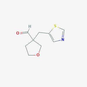 molecular formula C9H11NO2S B15273623 3-(1,3-Thiazol-5-ylmethyl)oxolane-3-carbaldehyde 