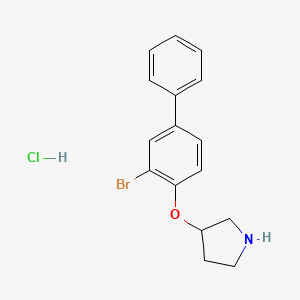 molecular formula C16H17BrClNO B1527399 3-Bromo[1,1'-biphenyl]-4-yl 3-pyrrolidinyl ether hydrochloride CAS No. 1220032-79-0