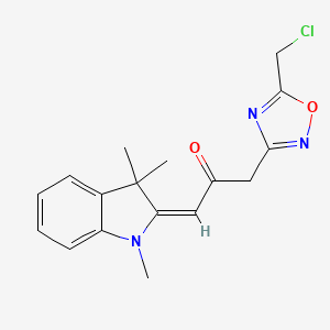 molecular formula C17H18ClN3O2 B15274043 1-[5-(chloromethyl)-1,2,4-oxadiazol-3-yl]-3-[(2E)-1,3,3-trimethyl-2,3-dihydro-1H-indol-2-ylidene]propan-2-one 