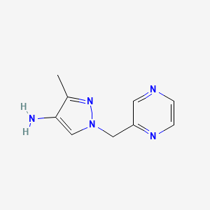 molecular formula C9H11N5 B15274091 3-Methyl-1-(pyrazin-2-ylmethyl)-1h-pyrazol-4-amine 