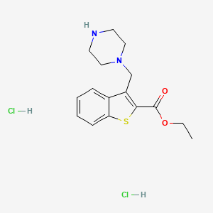 molecular formula C16H22Cl2N2O2S B1527411 Ethyl 3-(piperazin-1-ylmethyl)-1-benzothiophene-2-carboxylate dihydrochloride CAS No. 1354950-45-0