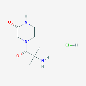 molecular formula C8H16ClN3O2 B1527415 4-(2-Amino-2-methylpropanoyl)-2-piperazinone hydrochloride CAS No. 1220034-89-8