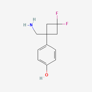 molecular formula C11H13F2NO B15274472 4-[1-(Aminomethyl)-3,3-difluorocyclobutyl]phenol 