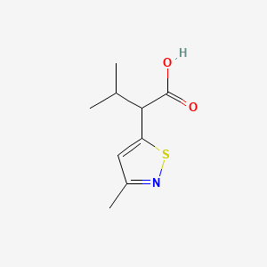 molecular formula C9H13NO2S B15274662 3-Methyl-2-(3-methyl-1,2-thiazol-5-yl)butanoic acid 