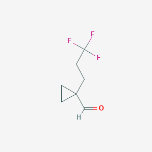 molecular formula C7H9F3O B15274737 1-(3,3,3-Trifluoropropyl)cyclopropane-1-carbaldehyde 