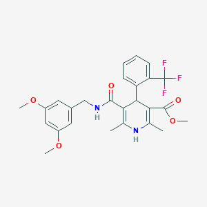 molecular formula C26H27F3N2O5 B015275 Methyl 5-[(3,5-dimethoxyphenyl)methylcarbamoyl]-2,6-dimethyl-4-[2-(trifluoromethyl)phenyl]-1,4-dihydropyridine-3-carboxylate CAS No. 887406-99-7