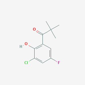 molecular formula C11H12ClFO2 B15275019 1-(3-Chloro-5-fluoro-2-hydroxyphenyl)-2,2-dimethylpropan-1-one 