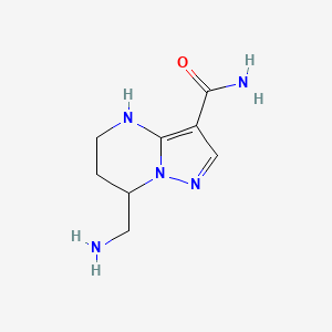 molecular formula C8H13N5O B15275138 7-(Aminomethyl)-4H,5H,6H,7H-pyrazolo[1,5-a]pyrimidine-3-carboxamide 