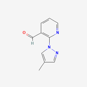 molecular formula C10H9N3O B15275358 2-(4-Methyl-1H-pyrazol-1-yl)pyridine-3-carbaldehyde 