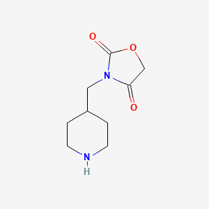 molecular formula C9H14N2O3 B15275389 3-[(Piperidin-4-yl)methyl]-1,3-oxazolidine-2,4-dione 